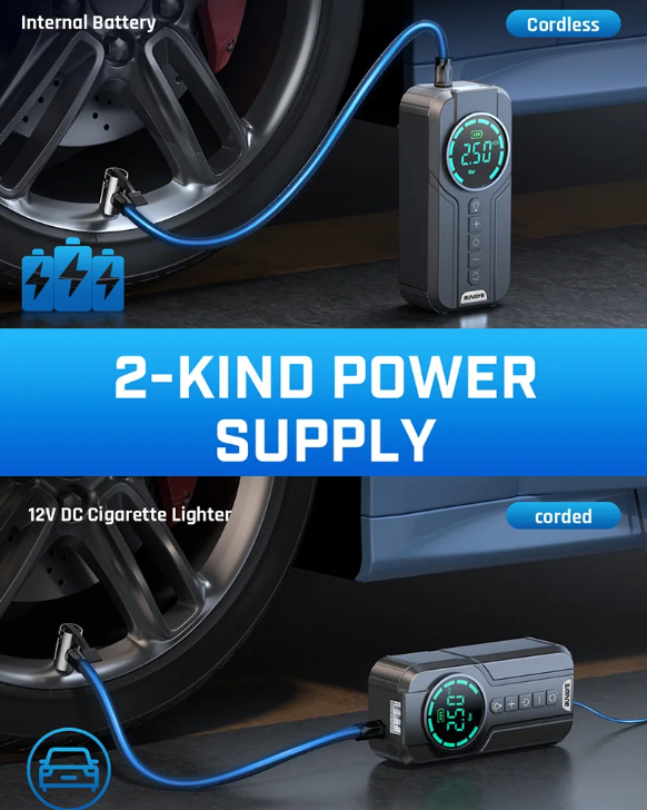 BUVAYE Portable Air Pump Digital Auto Car Inflator Tire Pump Portable Car Air Compressor for Motorcycles Bicycle Boat Tyre