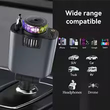 5-in-1 Retractable Car Charger PD45W Fast Charging USB Type-C Power Adapter Phone Charger With Roof Starlight Car Aromatherapy